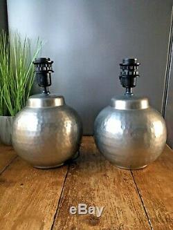 Pair Of Vintage Ikea Silver Hammered Finish Sphere Lamps 14299 Interior Design