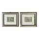 Pair Of Vintage Italian Art Gold Flake Over Sterling Silver Framed Art