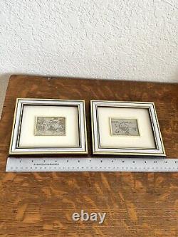 Pair Of Vintage Italian Art Gold Flake Over Sterling Silver Framed Art