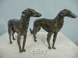 Pair Of Vintage Jennings Brothers Silver Plate Borzoi Dogs Art Deco