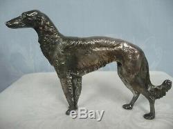 Pair Of Vintage Jennings Brothers Silver Plate Borzoi Dogs Art Deco