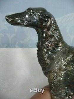 Pair Of Vintage Jennings Brothers Silver Plate Borzoi Dogs Art Deco