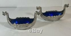 Pair Of Vintage Norway Sterling Silver David Andersen Viking Ship Open Salts