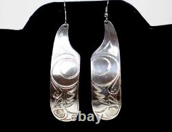 Pair Of Vintage Nw Coast Native Sterling Silver Earrings Signed Francis Dick