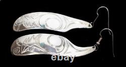 Pair Of Vintage Nw Coast Native Sterling Silver Earrings Signed Francis Dick