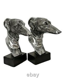 Pair Of Vintage Sculptural Whippet / Greyhound Dog Bookends