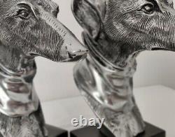 Pair Of Vintage Sculptural Whippet / Greyhound Dog Bookends