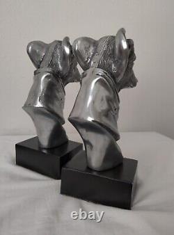 Pair Of Vintage Sculptural Whippet / Greyhound Dog Bookends