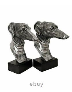 Pair Of Vintage Sculptural Whippet / Greyhound Dog Bookends