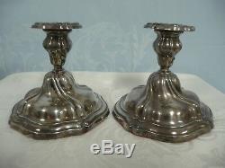 Pair Of Vintage Short Sterling Silver Weighted Candlesticks