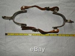 Pair Of Vintage Silver Mounted Crocket Marked Western Spurs Used Good Condition