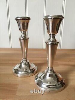 Pair Of Vintage Solid Sterling Silver Candlesticks 145mm tall
