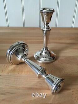 Pair Of Vintage Solid Sterling Silver Candlesticks 145mm tall