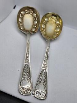 Pair Of Vintage Sterling Serving Spoons with Pineapples Repousse