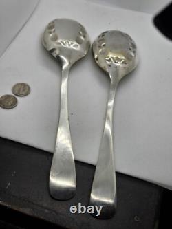 Pair Of Vintage Sterling Serving Spoons with Pineapples Repousse