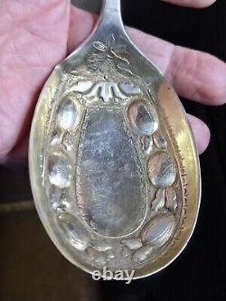 Pair Of Vintage Sterling Serving Spoons with Pineapples Repousse