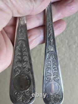 Pair Of Vintage Sterling Serving Spoons with Pineapples Repousse