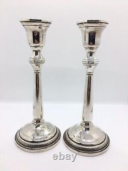 Pair Of Vintage Sterling Silver Candlesticks 20cm Tall (weighted) Candle Sticks