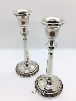 Pair Of Vintage Sterling Silver Candlesticks 20cm Tall (weighted) Candle Sticks