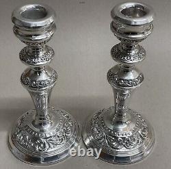 Pair Of Vintage Sterling Silver Candlesticks Birmingham C1974 19cm