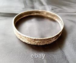 Pair Of Vintage Sterling Silver Hand Scrolled Bangle Bracelets