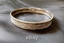 Pair Of Vintage Sterling Silver Hand Scrolled Bangle Bracelets
