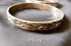 Pair Of Vintage Sterling Silver Hand Scrolled Bangle Bracelets