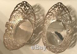 Pair Of Vintage Sterling Silver Open Work Baskets