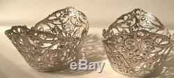 Pair Of Vintage Sterling Silver Open Work Baskets