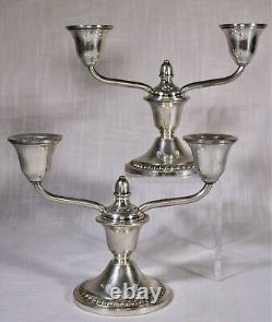 Pair Of Vintage Sterling Silver Two-light Candle Holders By Newport