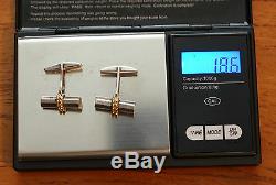 Pair Of Vintage Tiffany & Co 18ct Gold & Sterling Silver Cufflinks French Laurel