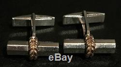 Pair Of Vintage Tiffany & Co 18ct Gold & Sterling Silver Cufflinks French Laurel
