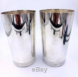 Pair Of Vintage Tiffany & co. Heavy Sterling Silver Tumblers 5 1/4