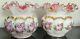 Pair Of Vtg Fenton Silver Crest Charlton Rose Hand Painted Ruffled Melon Vase