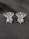 Pair Of Vtg. German. 925 Sterling Silver & Crystal Salt Cellars Rose Pattern
