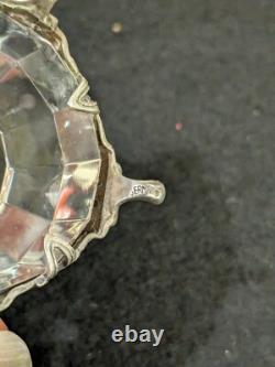 Pair Of Vtg. German. 925 Sterling Silver & Crystal Salt Cellars Rose Pattern