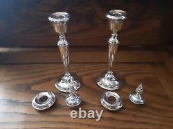 Pair Off Vintage Mappin & Webb Sterling Silver Candlesticks In Orignal Case