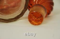 Pair Perfume Bottles Silver Tops Vintage Amberina