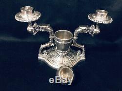 Pair Rare Vintage Pewter Chinese Dragon Candelabra Candle Holder Candlesticks