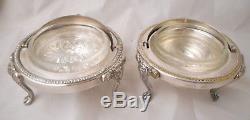 Pair Sanborns covered butter dish servers vintage Mexican estate sterling lions