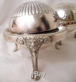 Pair Sanborns covered butter dish servers vintage Mexican estate sterling lions