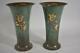 Pair Silver Crest Vintage Arts And Crafts Vase Green Excellent Condition