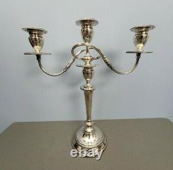 Pair Silver Plate Candelabra E G Webster & Son 3 Light Gadroon Border Vintage