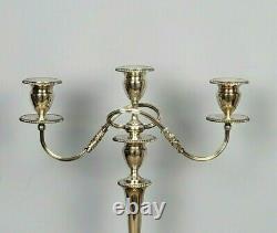 Pair Silver Plate Candelabra E G Webster & Son 3 Light Gadroon Border Vintage