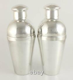 Pair Silver Plated Wiskemann Art Deco Cocktail Shakers. Belgium Vintage Barware