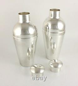 Pair Silver Plated Wiskemann Art Deco Cocktail Shakers. Belgium Vintage Barware