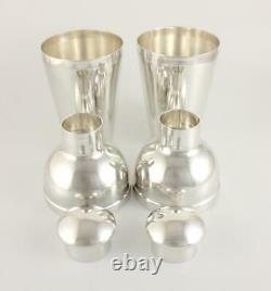 Pair Silver Plated Wiskemann Art Deco Cocktail Shakers. Belgium Vintage Barware