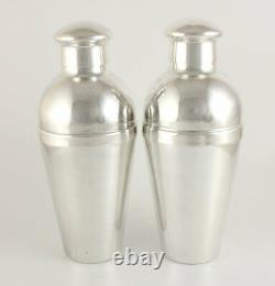 Pair Silver Plated Wiskemann Art Deco Cocktail Shakers. Belgium Vintage Barware