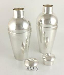 Pair Silver Plated Wiskemann Art Deco Cocktail Shakers. Belgium Vintage Barware