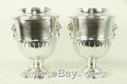 Pair Silverplate English Vintage Champagne Buckets or Wine Coolers #31309